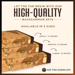 Get The Games Out backgammon set briefcase with brass buckles for secure storage