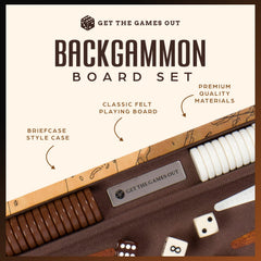 Get The Games Out backgammon set board open shows premium felt surface for smooth play