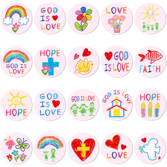 Geyee 600-piece Christian stickers for kids, colorful craft decor