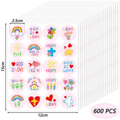 Geyee round prayer stickers for kids, great for Sunday crafts