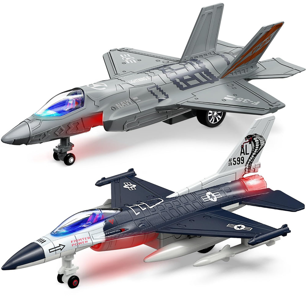 Geyiie fighter jet toy plane front view, durable toddler play