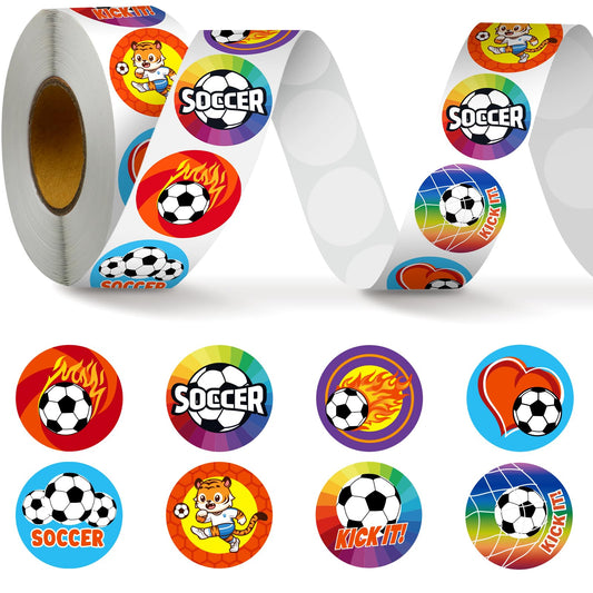 Geyoga soccer stickers roll with 1000 pieces for versatile crafts and party decor.