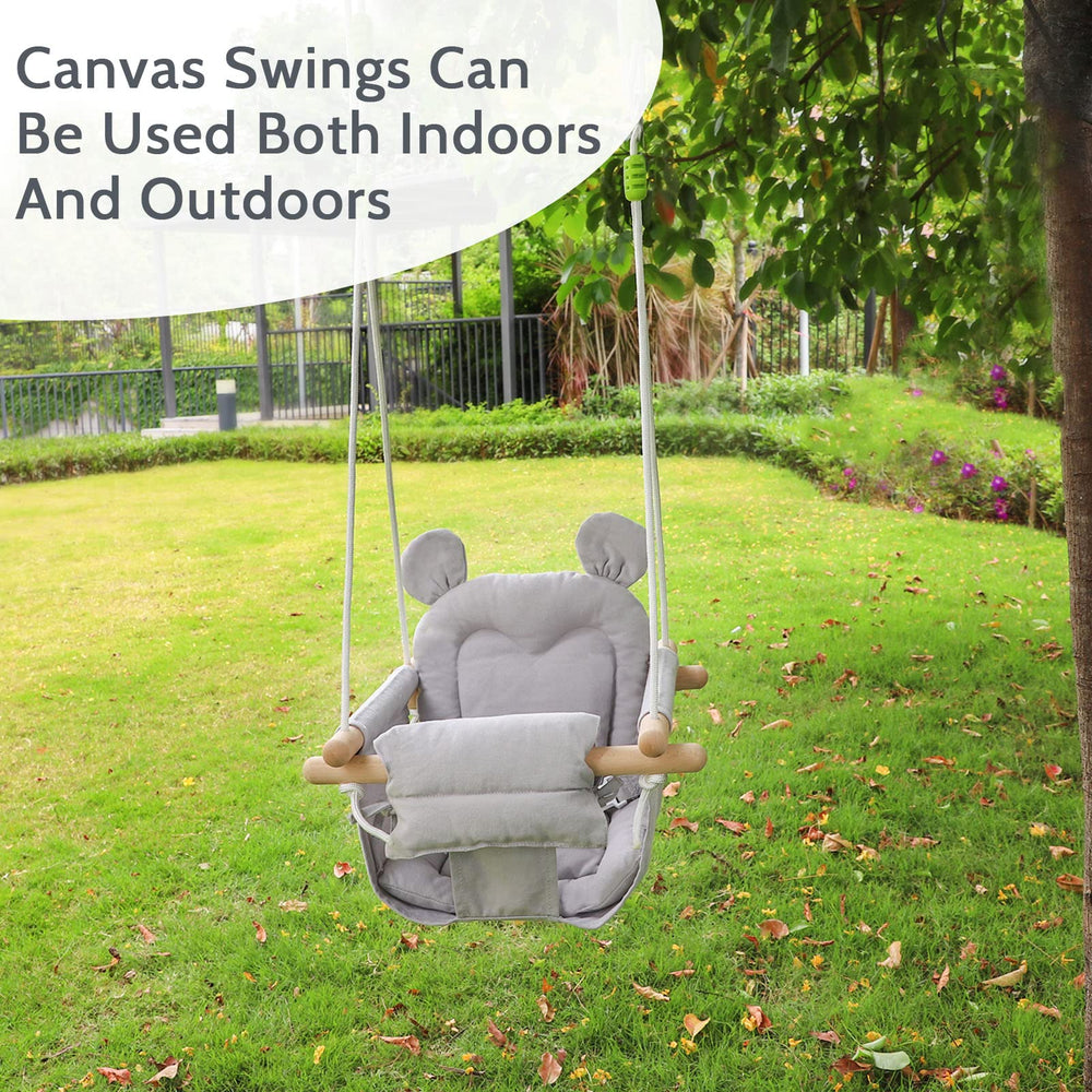 GFU Baby Swing indoor-outdoor-setup adapts to garden, porch, or living room
