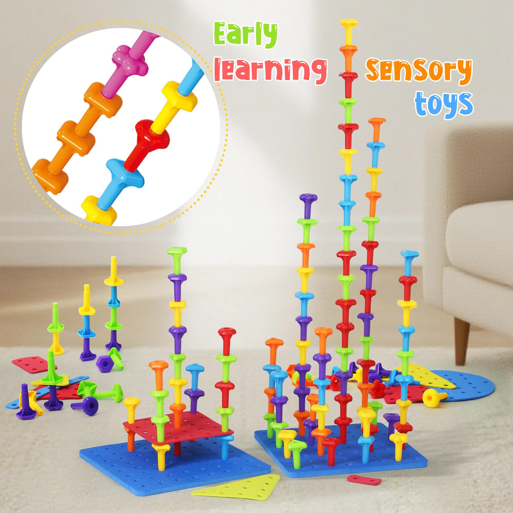 Ggiibro peg board toy set colorful assembly enhances 3D visuals