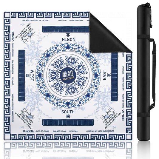 Ghouse Mahjong Mat blue surface, 32.3x32.3 inches, waterproof and easy to wipe.