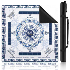 Ghouse Mahjong Mat blue surface, 32.3x32.3 inches, waterproof and easy to wipe.