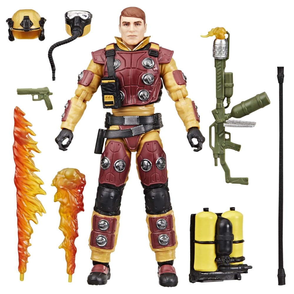 G.I. Joe Blowtorch wearing helmet and breathing mask for authentic battle-ready look