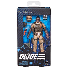 G.I. Joe Doc Greer accessory loadout shows seven pieces for display.