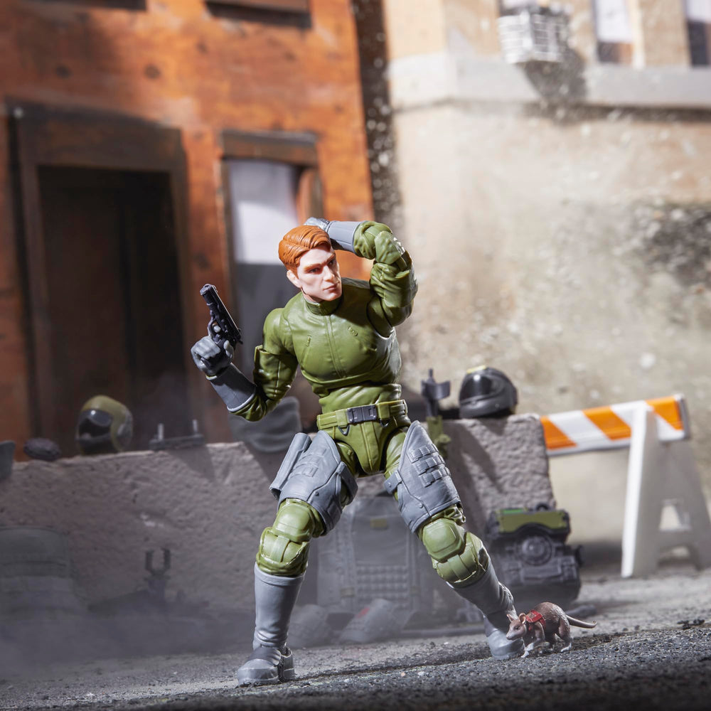 G.I. Joe M.A.C.L.E.O.D. robot with remote for interactive scenes.