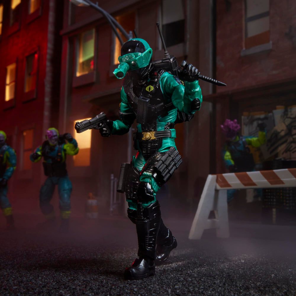G.I. Joe Night-Viper packaging window with artwork and collectibles