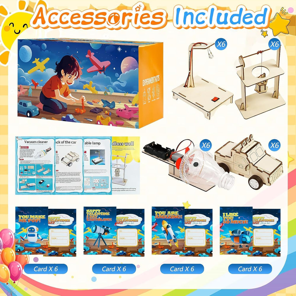 GIAKAN valentines cards contents image shows 24 cards and construction components.