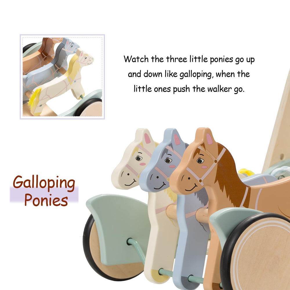 Giant bean Bead play wooden walker with sliding beads promotes fine motor skills.