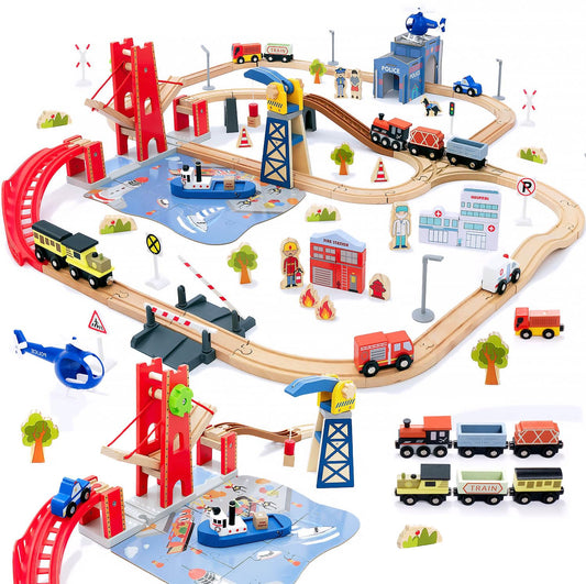 Giant bean Busy Port City lift bridge scene for imaginative play.