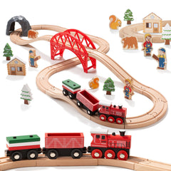 Giant bean forest train set with integrated bridge for stable, frustration-free setup
