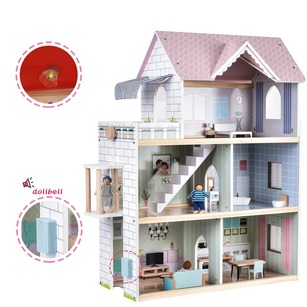 Giant bean pink dollhouse wooden furniture set for décor