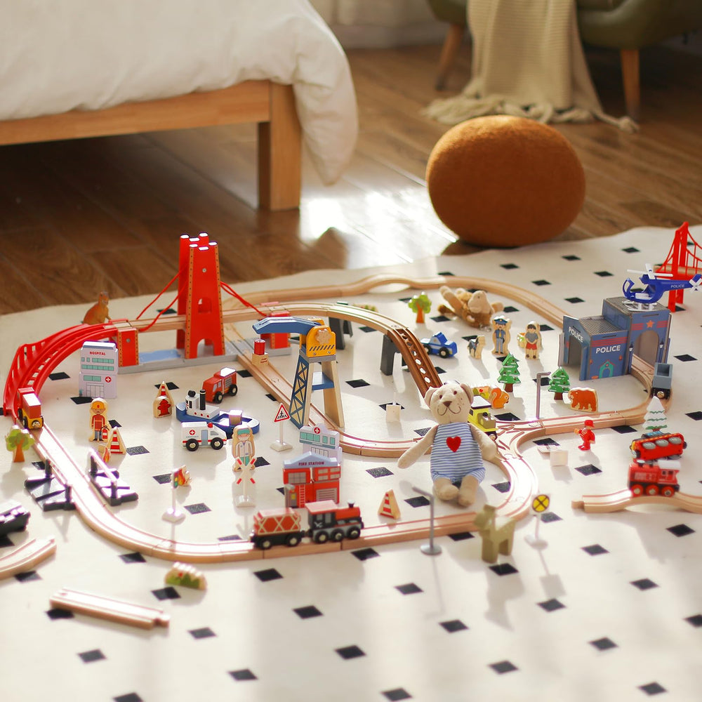 Giant bean compatibility with major wooden tracks widens play options.