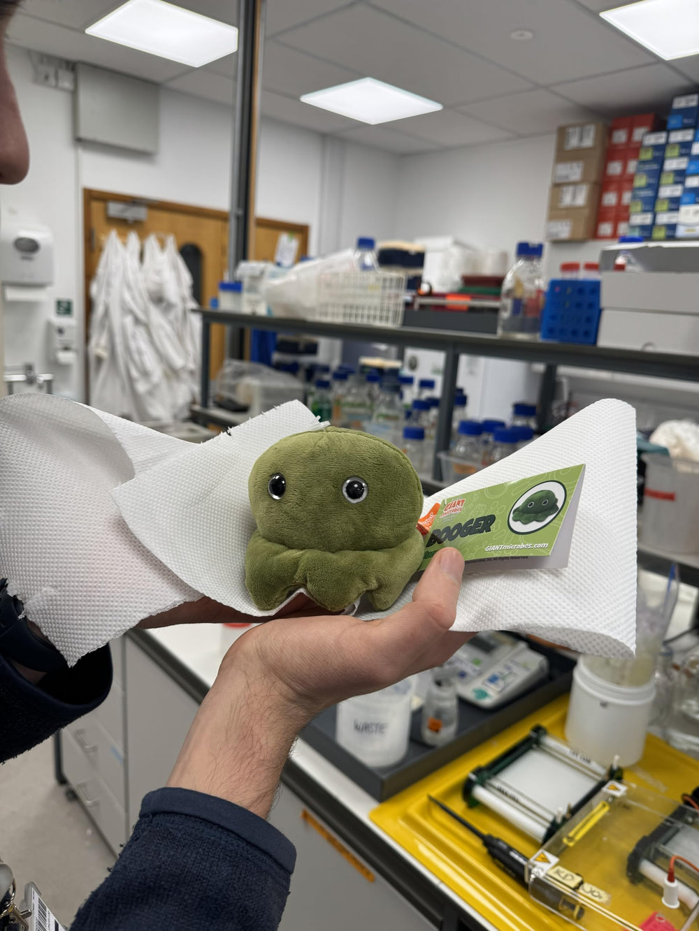 Gift-ready packaging for Giant Microbes Booger Plush
