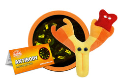 GIANTMICROBES antibody plush with info card supports classroom and lab discussions.