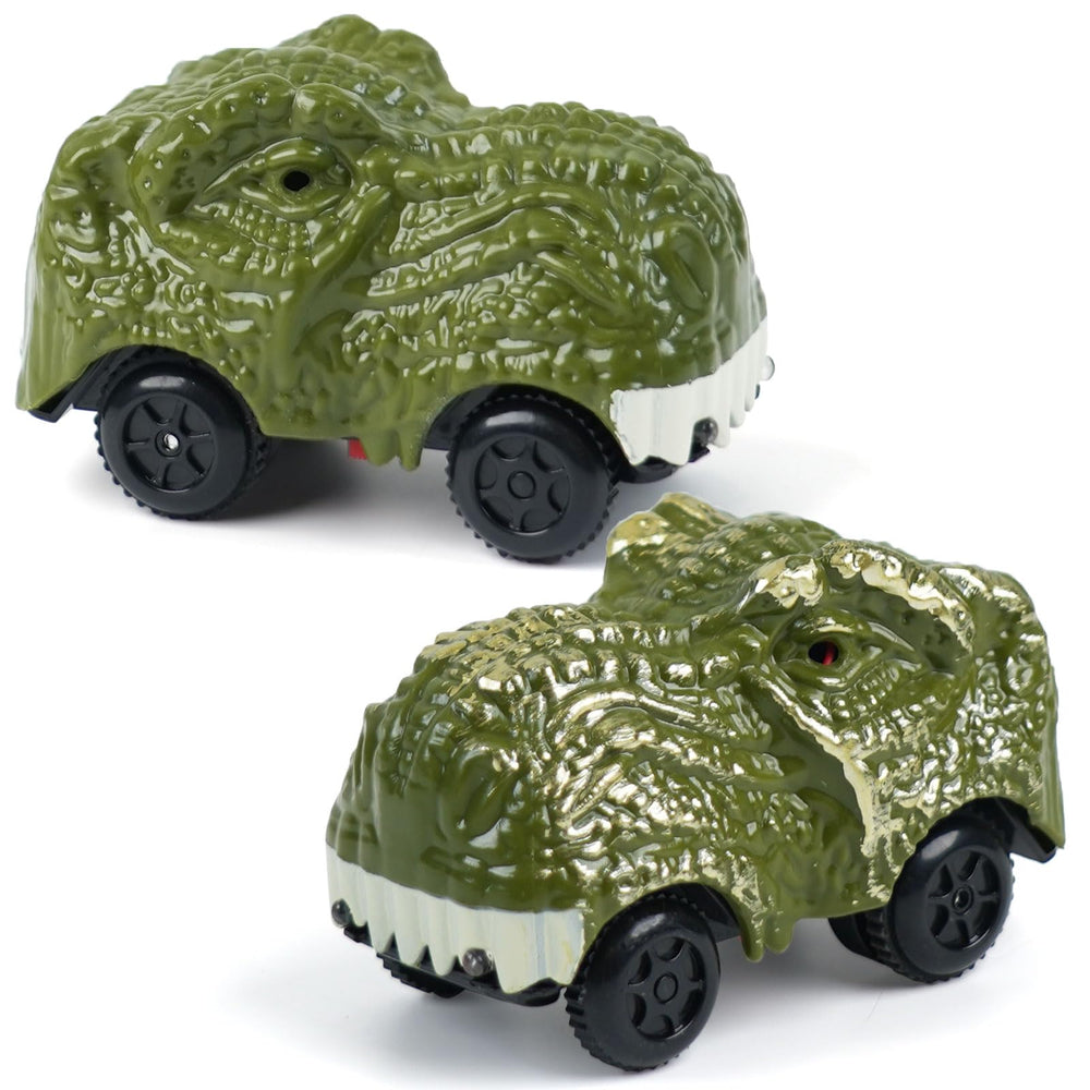 GIAT dinosaur track car 2-pack with LED lights stimulates imaginative play