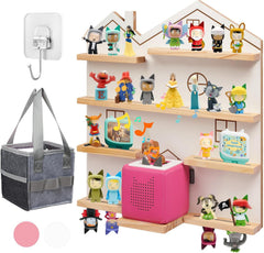 Gieanoo Tonie Shelf wall mount in white showing organized Toniebox setup.
