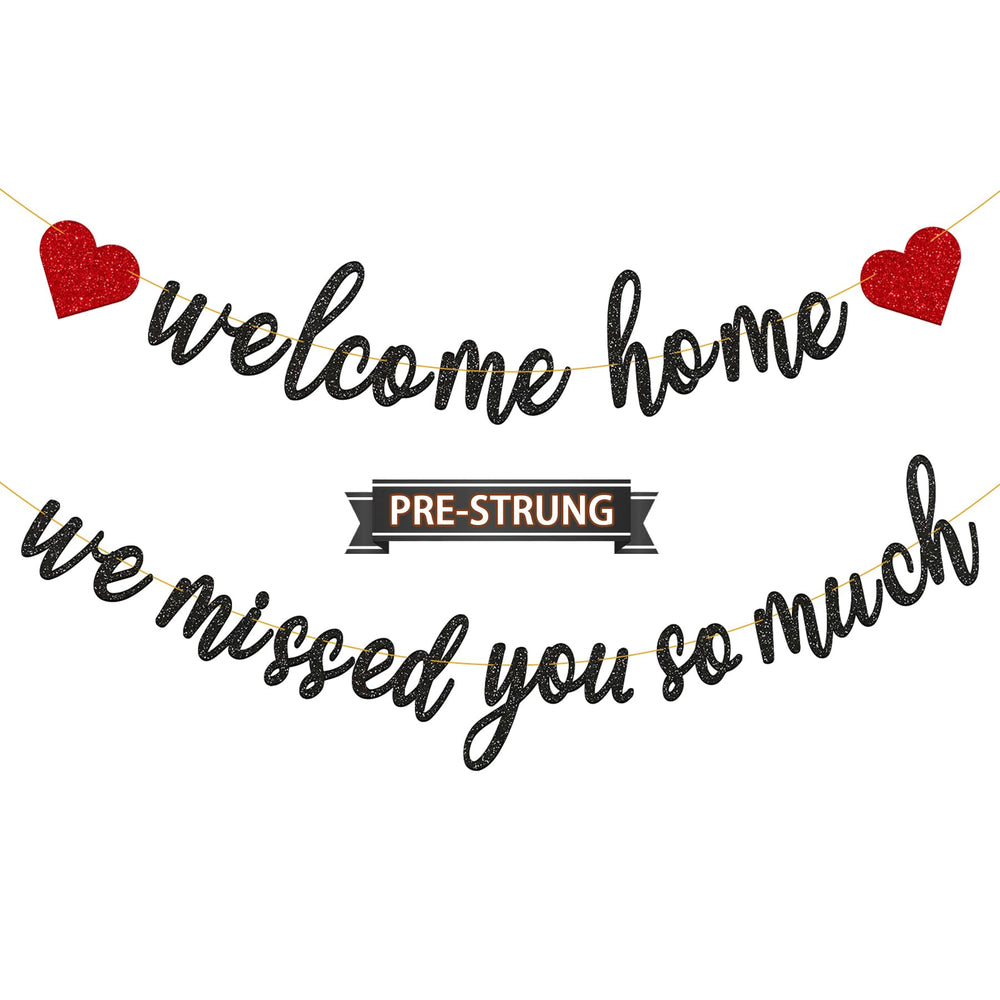 Gifloon welcome home banner in black adds a warm homecoming vibe