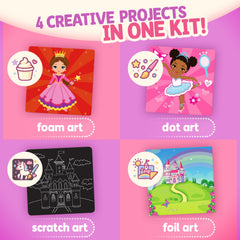 Gift Boutique Unicorn Princess Craft Kit scratch art board delivers mess-free sensory fun.