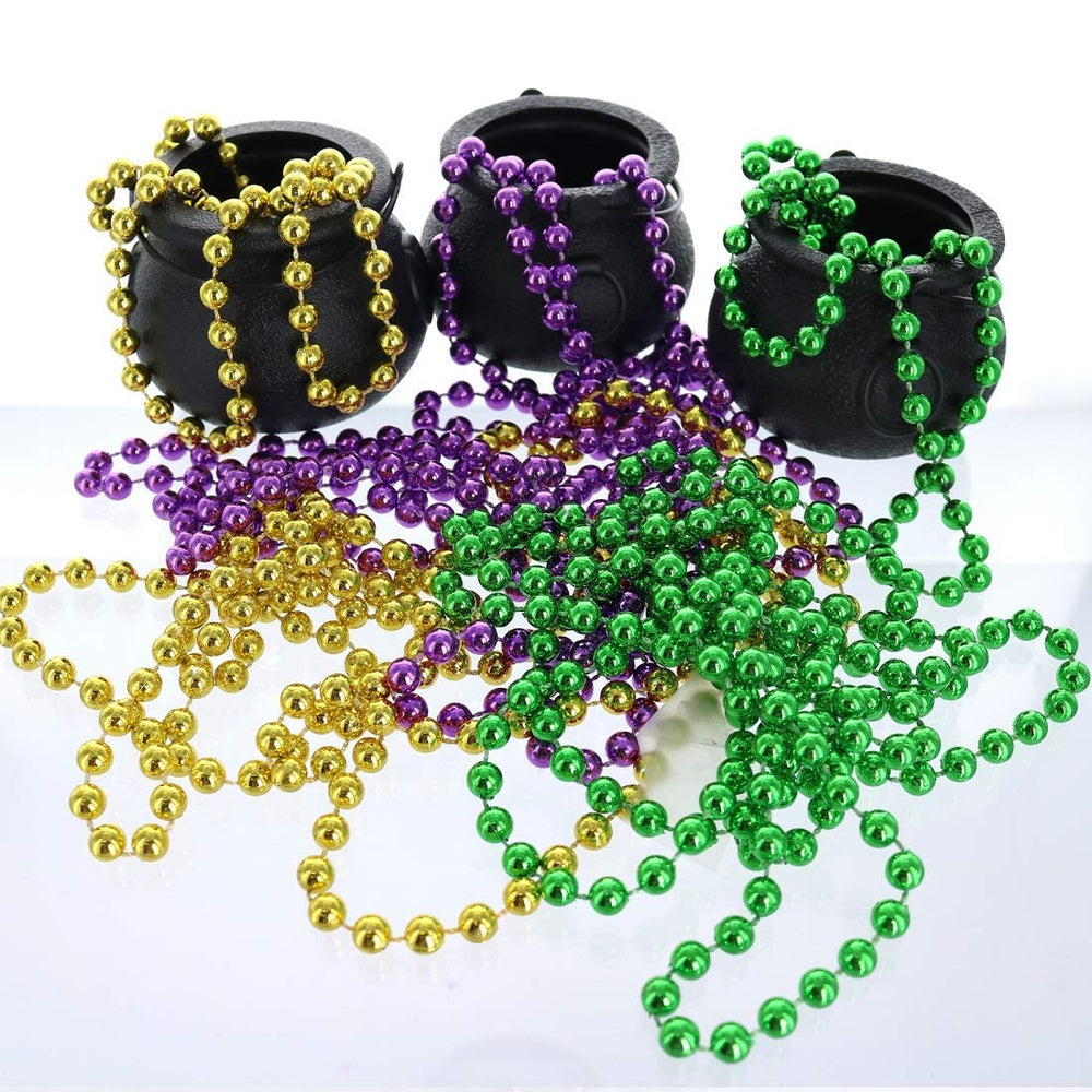 GiftExpress 33-inch Mardi Gras beads 7mm close-up detail