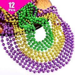 GiftExpress 33-inch Mardi Gras green beads close-up for parade-ready style