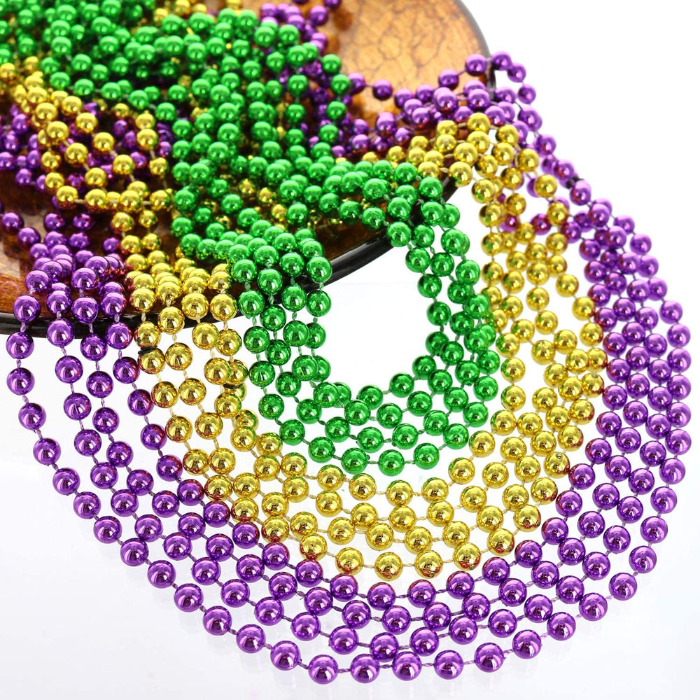 GiftExpress gold Mardi Gras beads, 33 inches, eye-catching event decor.