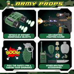Giftinbox army costume with accessories boosts imaginative role-play scenarios