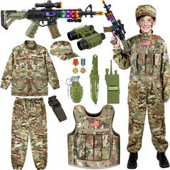 Giftinbox army costume camouflage jacket and pants offer durable comfort for kids.