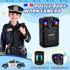Giftinbox body-worn camera add light and sound for authentic play.