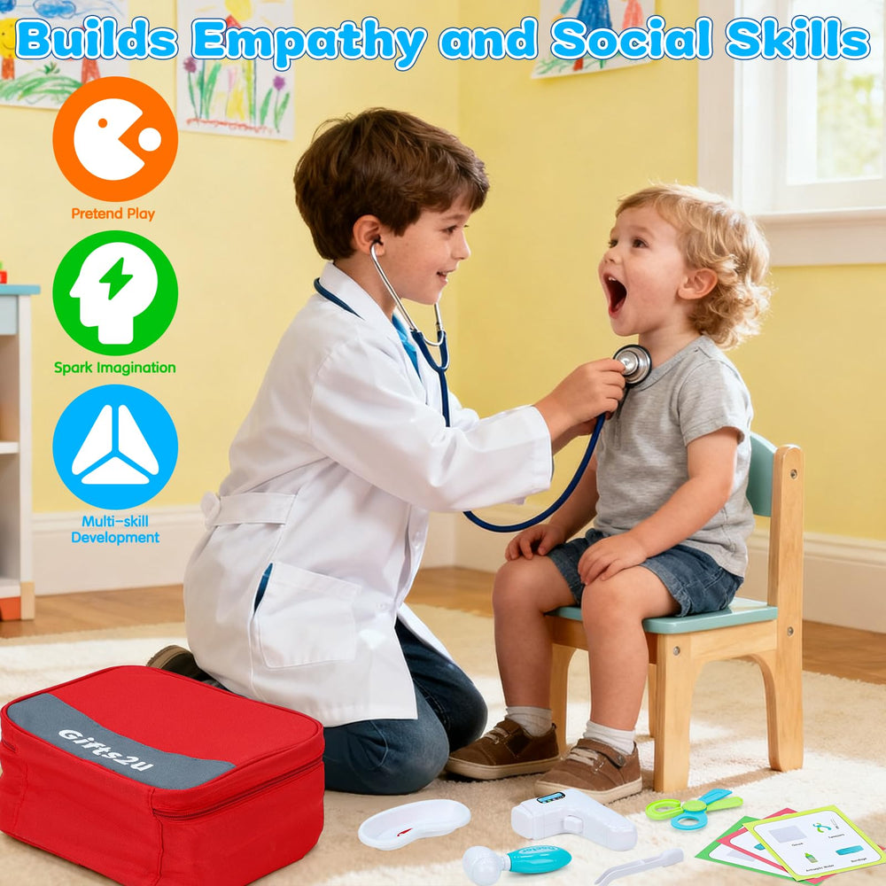 Gifts2U Kids First-Aid Kit toy blood pressure cuff fosters hands-on care.