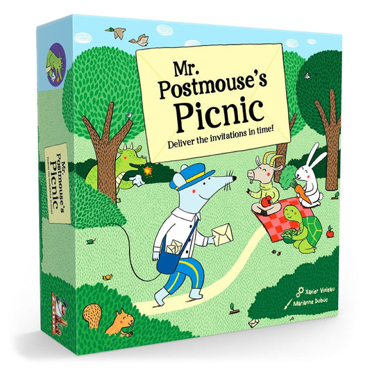 GIGAMIC Mr. Postmouseβs Picnic village tiles encourage cooperative path-building during play.