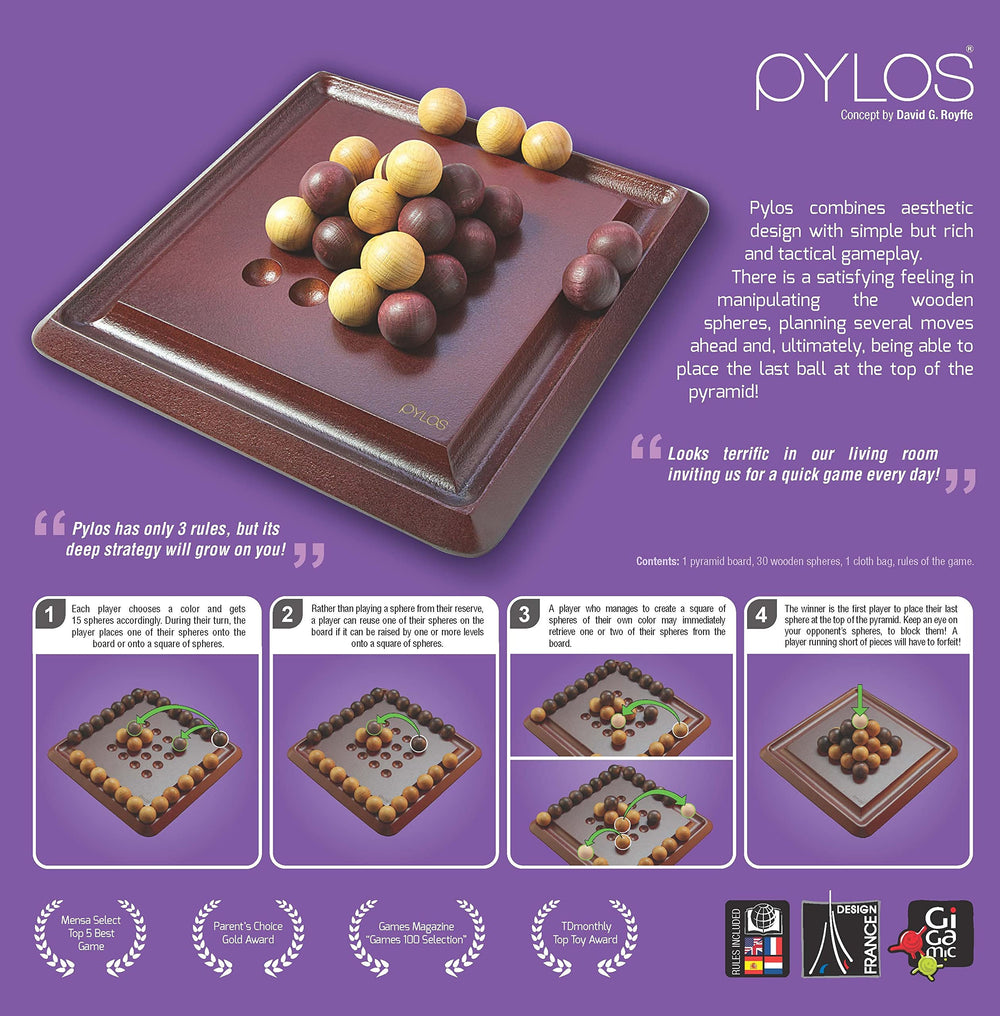 Gigamic Pylos 9x9 board shown for pyramid building.