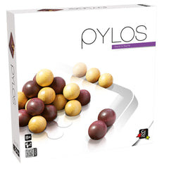 Gigamic Pylos wooden balls ready for a two-player strategy duel.