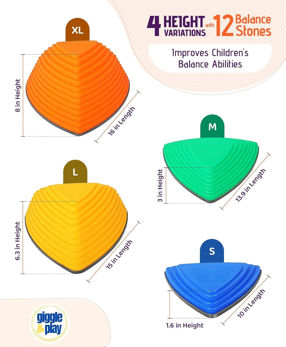 Giggle & Play stepping stones on carpet promote safe, non-slip coordination.