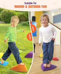 Giggle & Play colorful stones with rugged bottoms for durability.