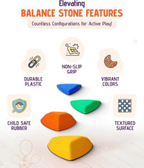 Giggle & Play stones stacked neatly for easy storage after playtime.