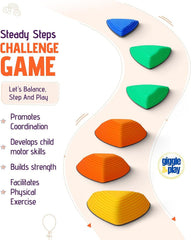 Giggle & Play stepping stones outdoors on grass support active balance.