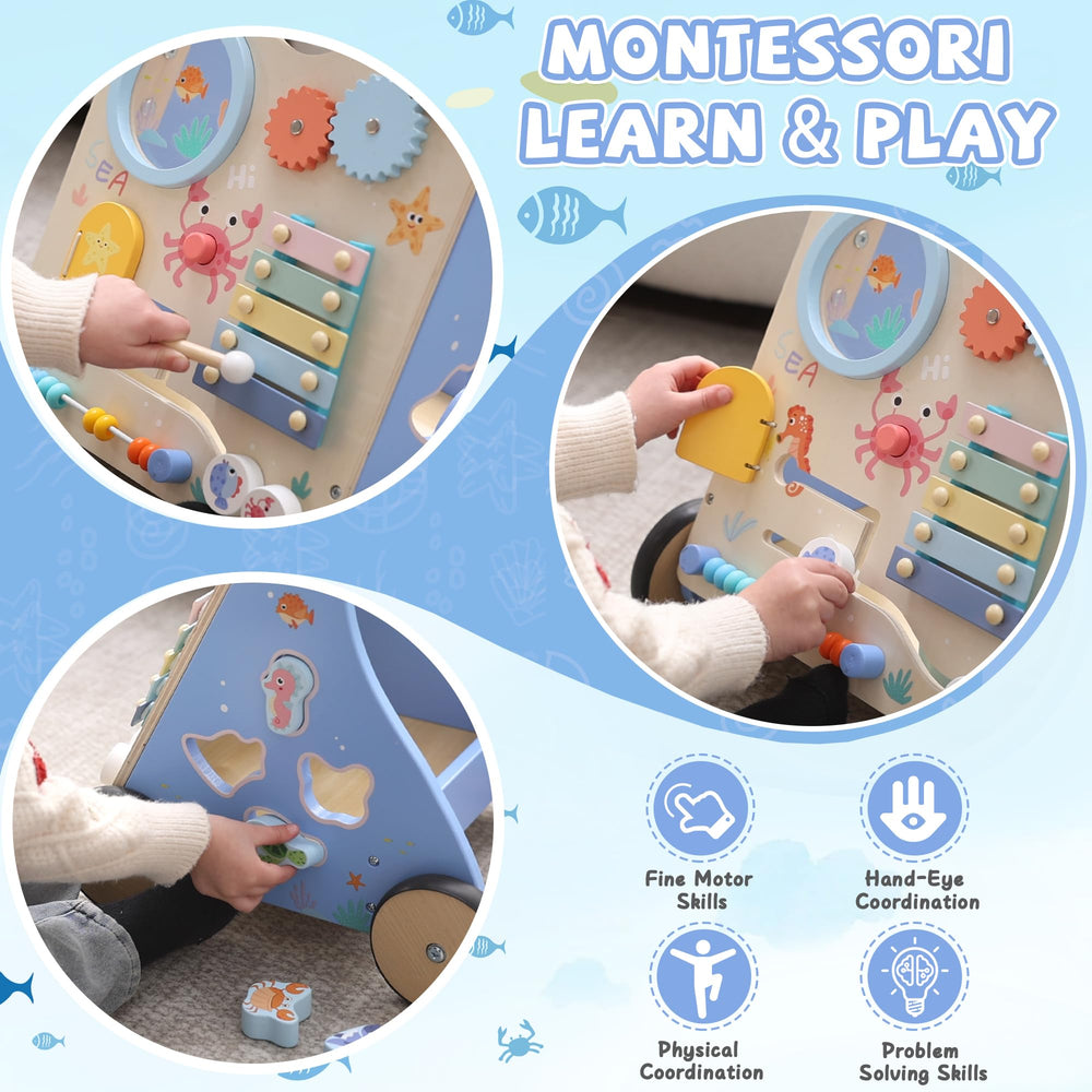 GiggleGems Ocean Walker shape sorter supports hand-eye coordination and problem solving.