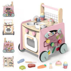 GiggleGems wooden walker 4-in-1 with push handle supports first steps