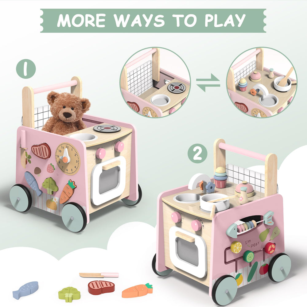 GiggleGems wooden walker kitchen playset with oven and knobs
