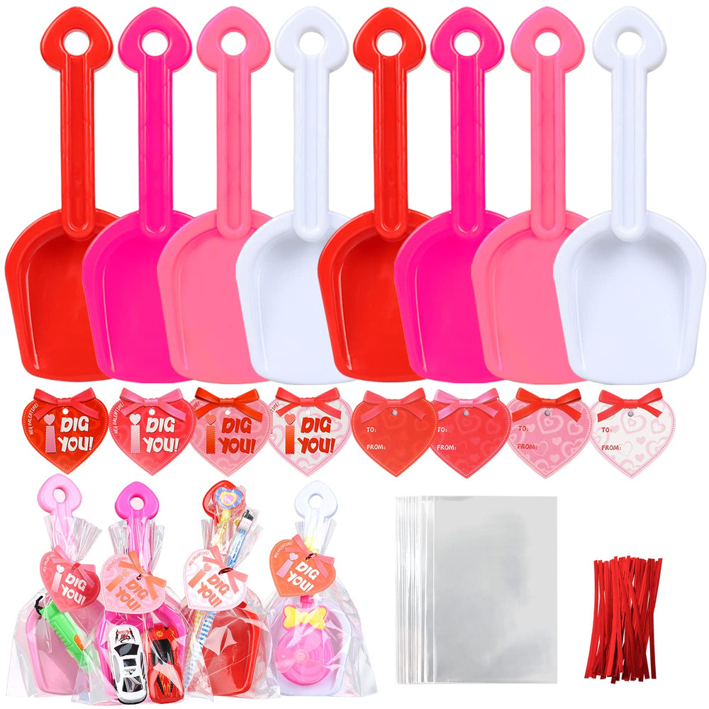 Giiffu Valentine plastic shovels 28pcs in bright colors for classroom exchanges