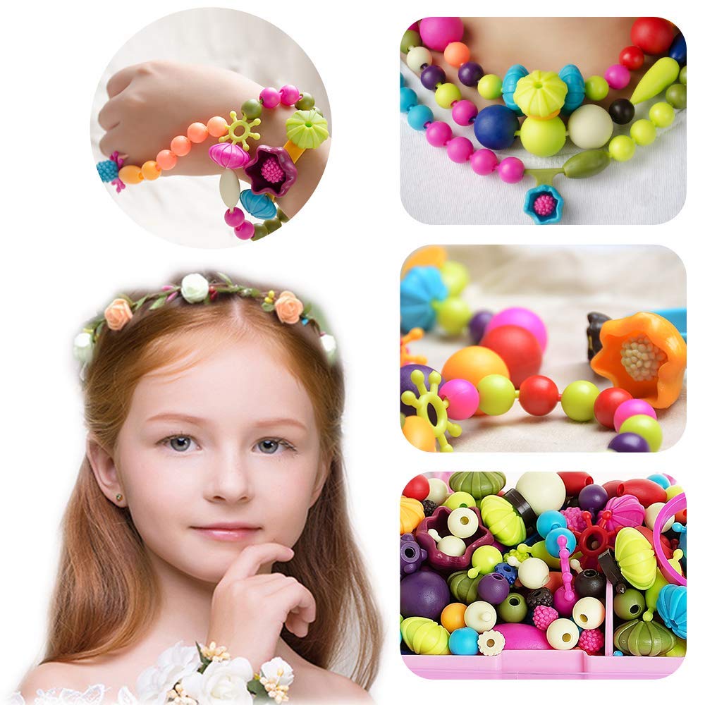 GILI Pop Beads bracelet creation with bright beads and snaps.