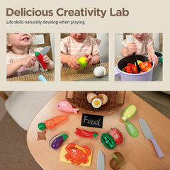 GILOBABY safe knife and cutting board for slice-and-play, fostering real-life prep skills safely.
