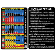 Gimao metal thick blackjack strategy card, front view for quick decisions at the table.
