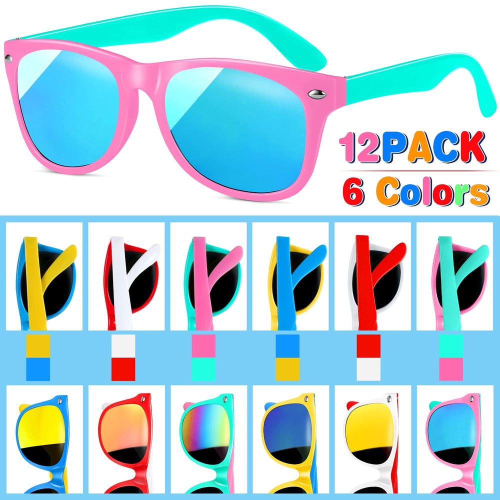 Bulk pack of GINMIC kids sunglasses for birthdays and classroom giveaways.