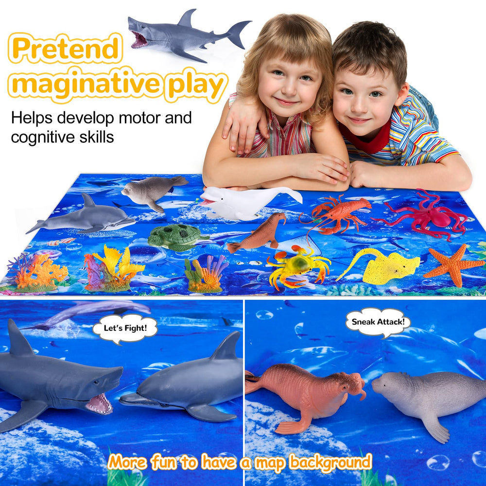 GINMIC Ocean Animals Playset Sea Turtle figure supports imaginative exploration and fine motor play
