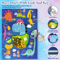 GINMLYDA front cover sequin window sparkles with the dinosaur motif.